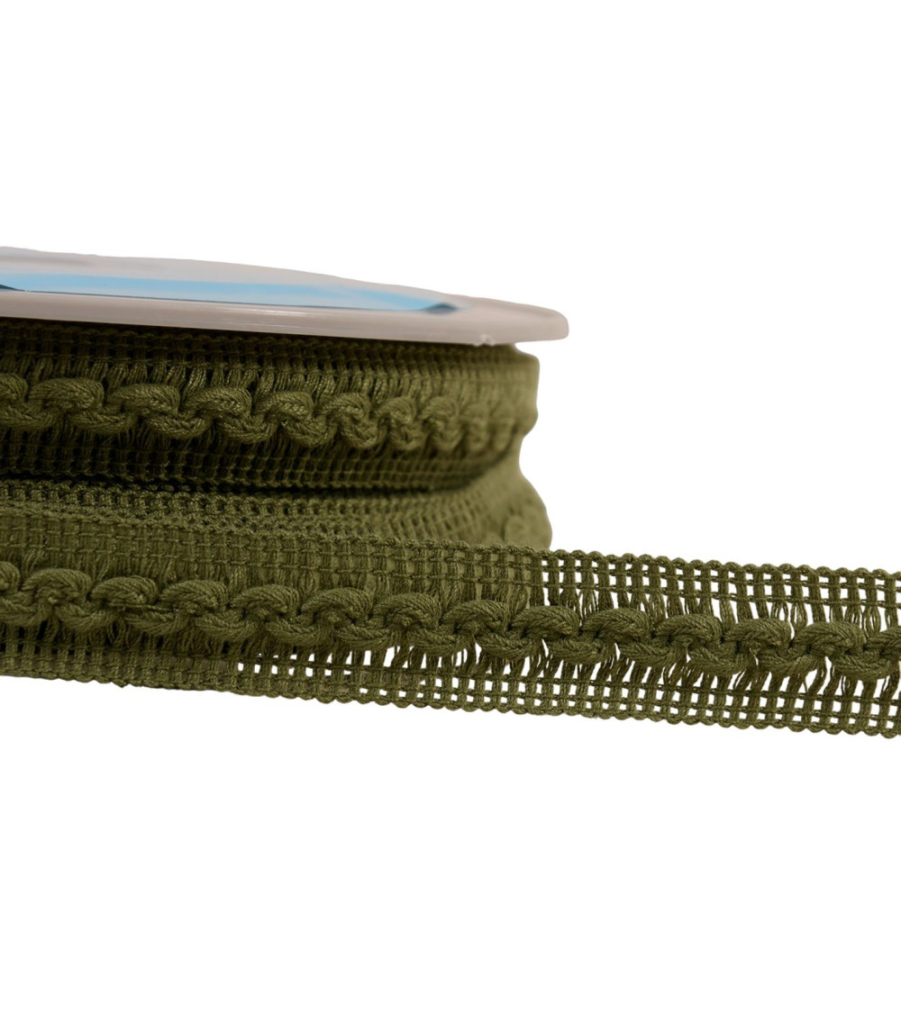 Wave braid 18mm khaki green per meter