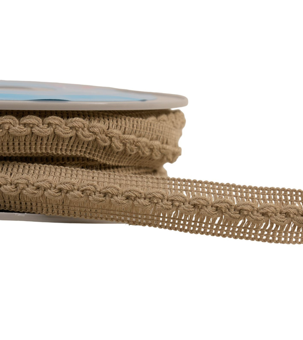 Wave braid 18mm taupe brown/silver per meter