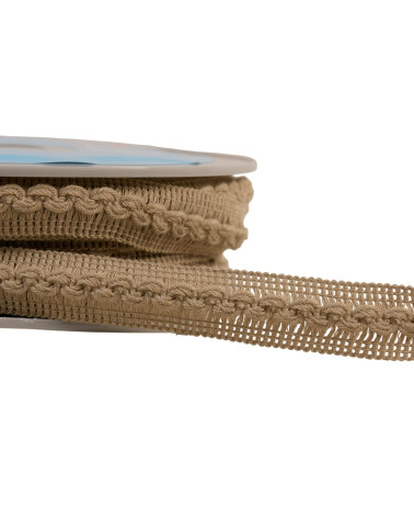 Wave braid 18mm taupe brown/silver per meter