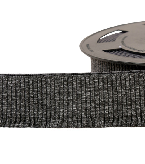 10m spool of gray black ribbed skirt lift elastic