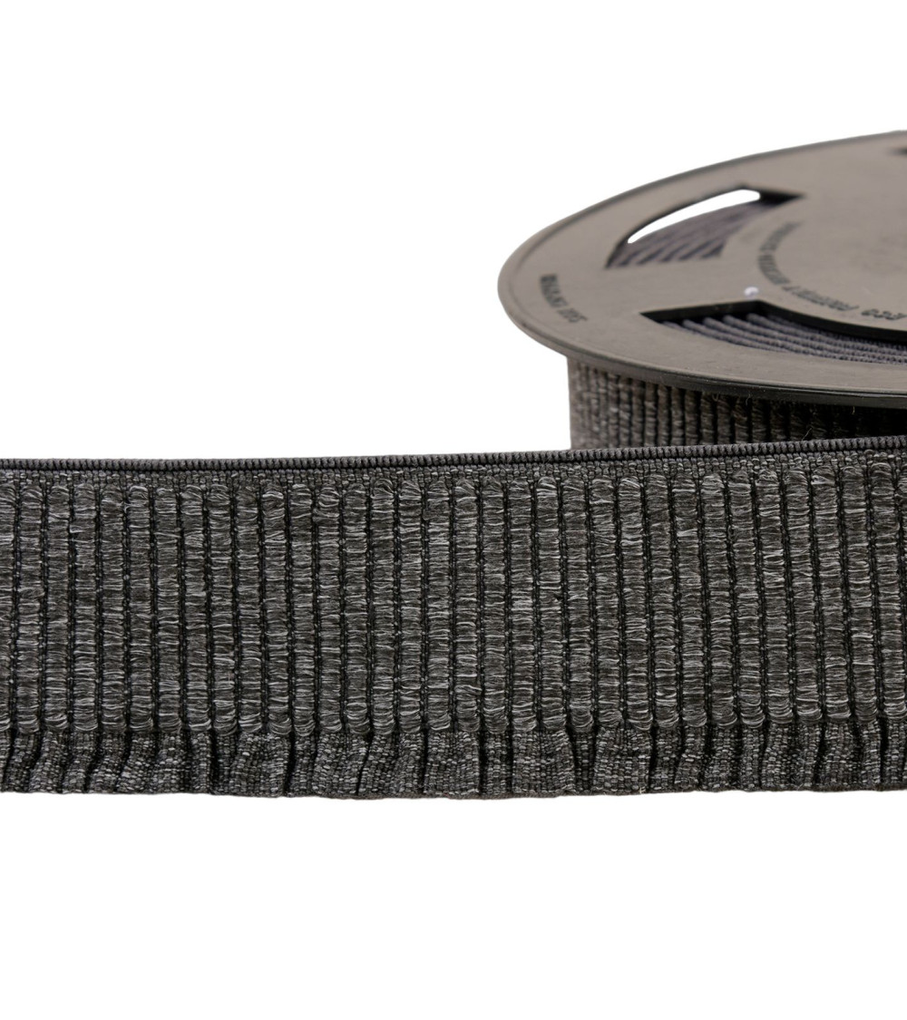 10m spool of gray black ribbed skirt lift elastic