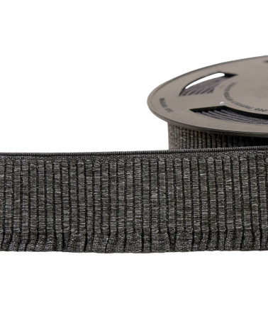 Bobina da 10 m di elastico per gonna a coste grigio nero