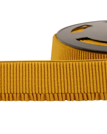 Bobine 10m Elastique monte-jupe côtelé jaune moutarde