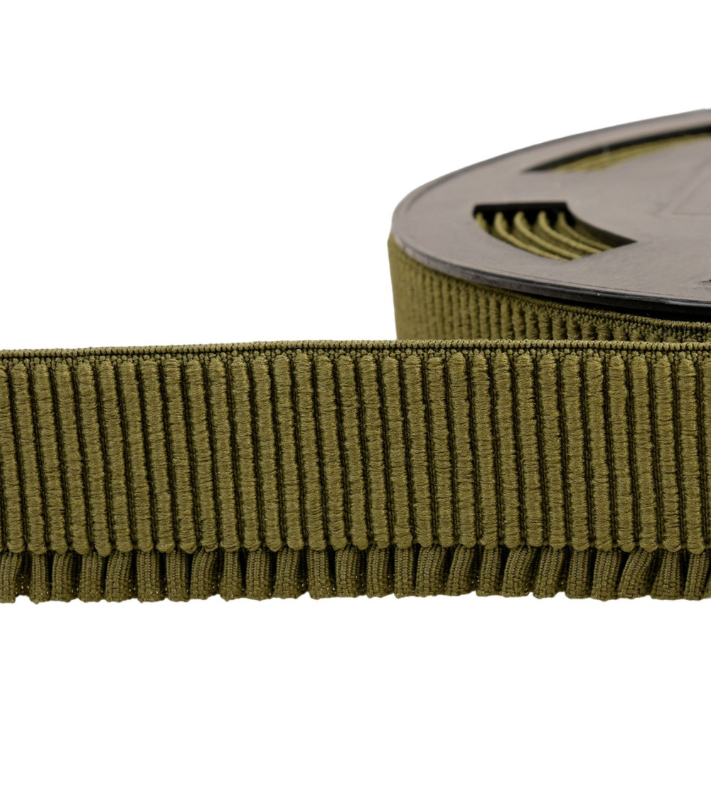 10m spool of khaki green ribbed skirt lift elastic