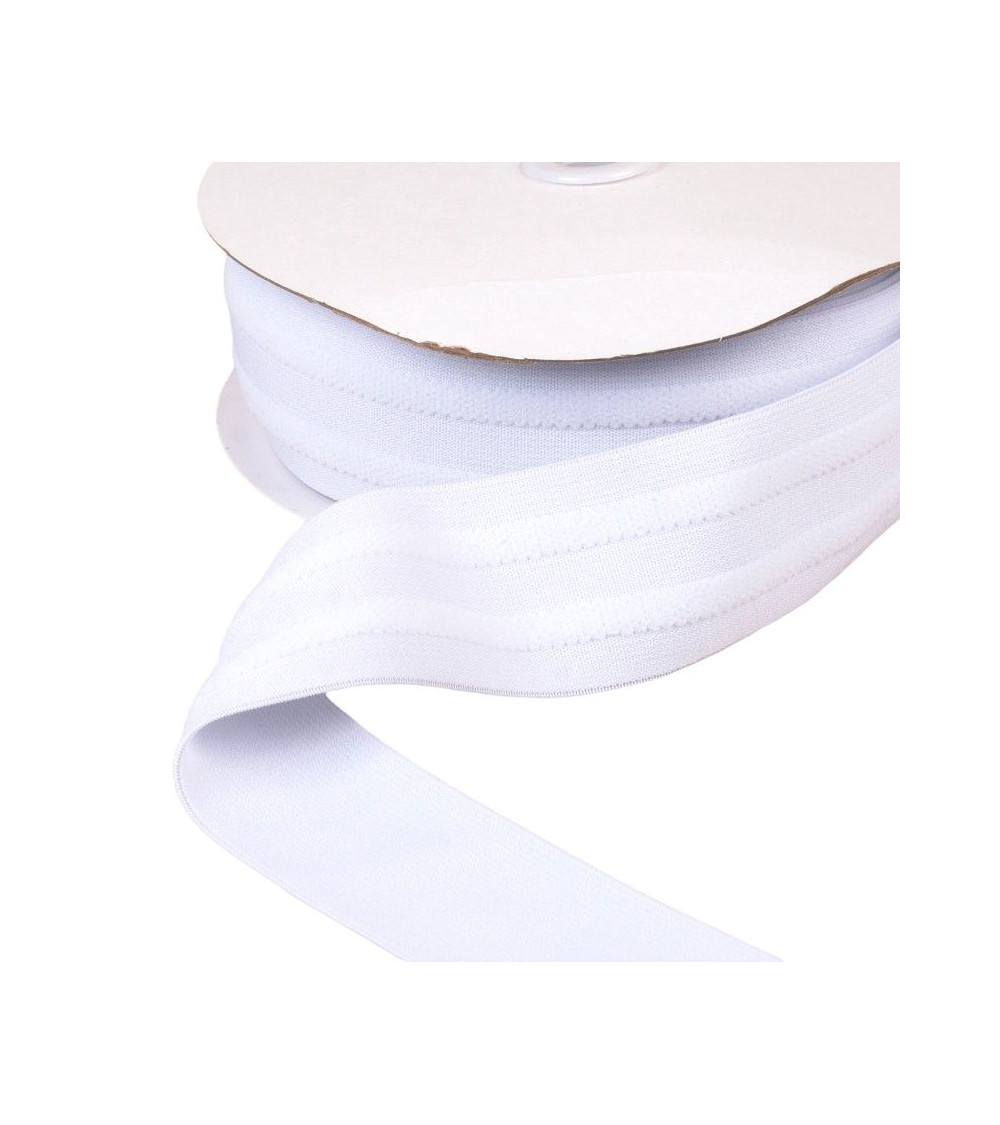 Elastic 2 strips embossed 45mm white per meter