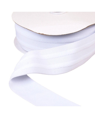 Elastic 2 strips embossed 45mm white per meter