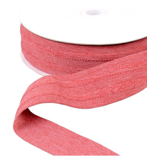 Elastic 2 strips in relief 45mm red by the meter