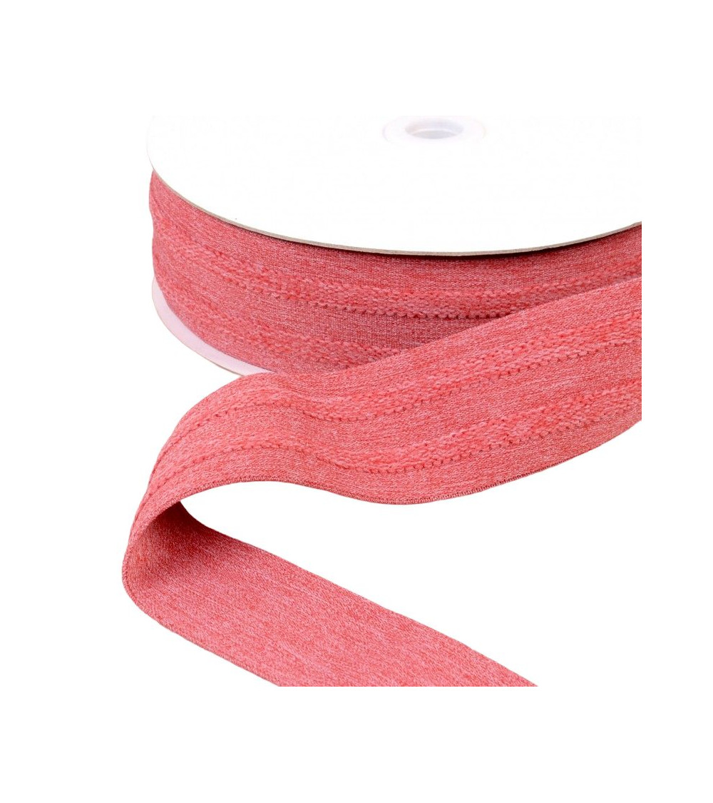 Elastic 2 strips in relief 45mm red by the meter