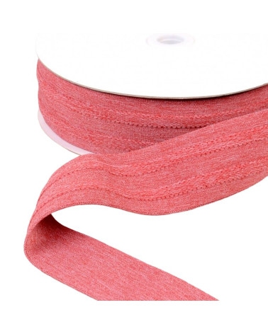 Elastic 2 strips in relief 45mm red by the meter