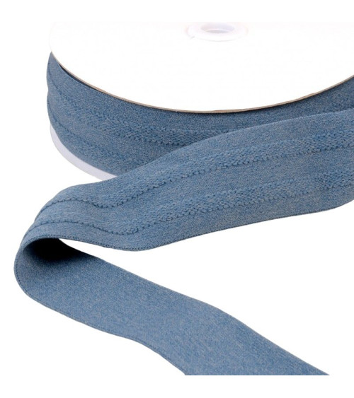 Elastic 2 strips in relief 45mm lavender blue per meter