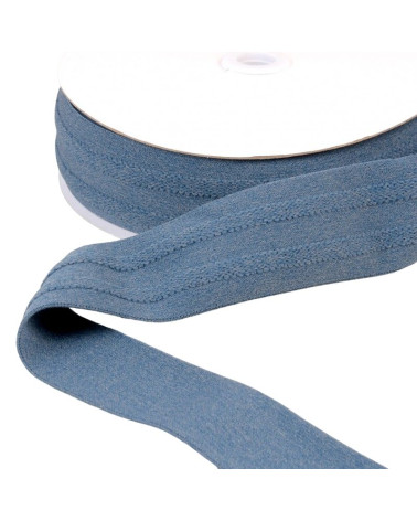 Elastic 2 strips in relief 45mm lavender blue per meter