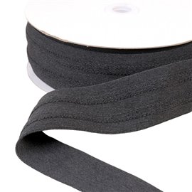 Elastique 2 bandes en relief 45mm gris noir au mètre