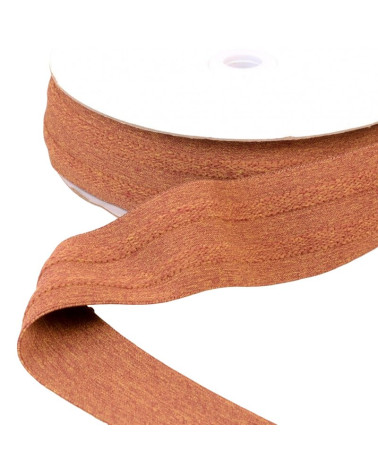 2-strip elastic in relief 45mm chocolate brown per meter