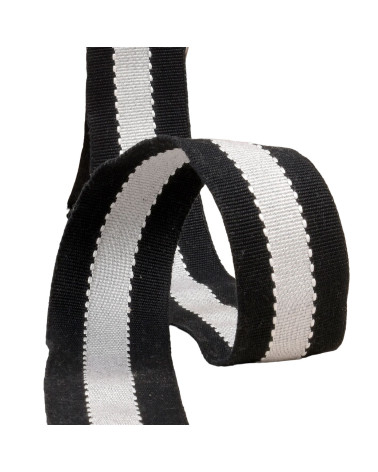 Two-tone grosgrain look braid 40mm black/ecru by the meter
