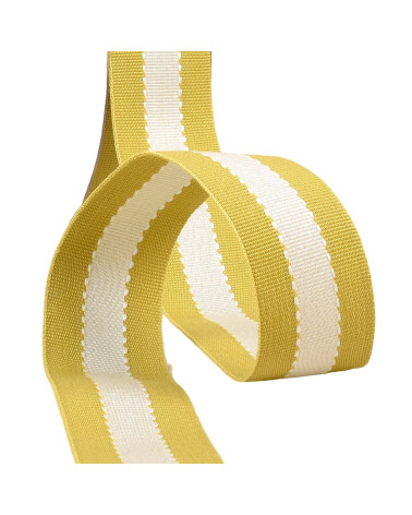 Two-tone grosgrain-look braid 40mm anise green ecru by the meter