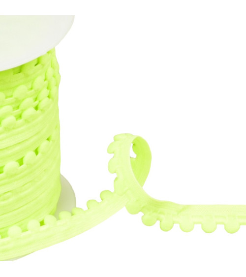 Elastique à pompons 13mm vert fluo au mètre