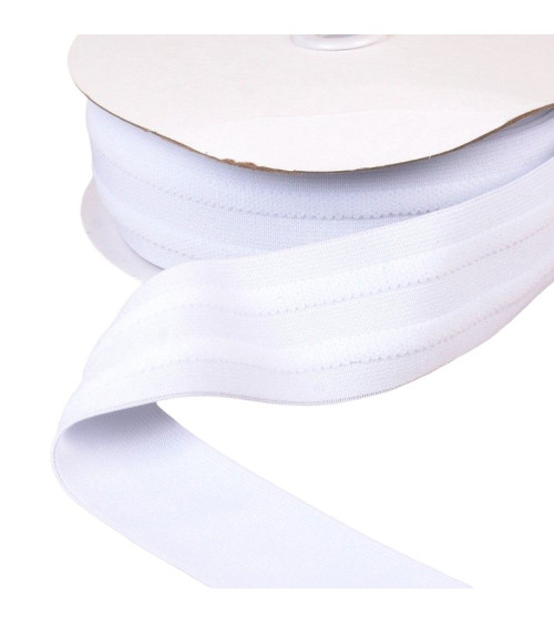 10m spool of elastic 2 strips in white relief 45mm