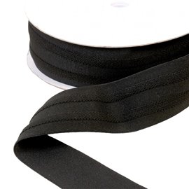 Bobine 10m élastique 2 bandes en relief noir 45mm