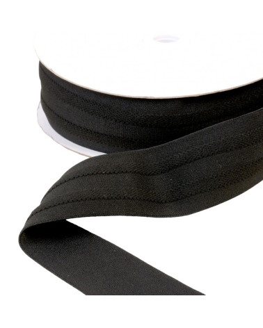 10m spool of elastic 2 strips in black relief 45mm