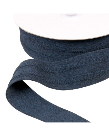 Bobina da 10 m di elastico 2 fasce in rilievo blu navy 45 mm