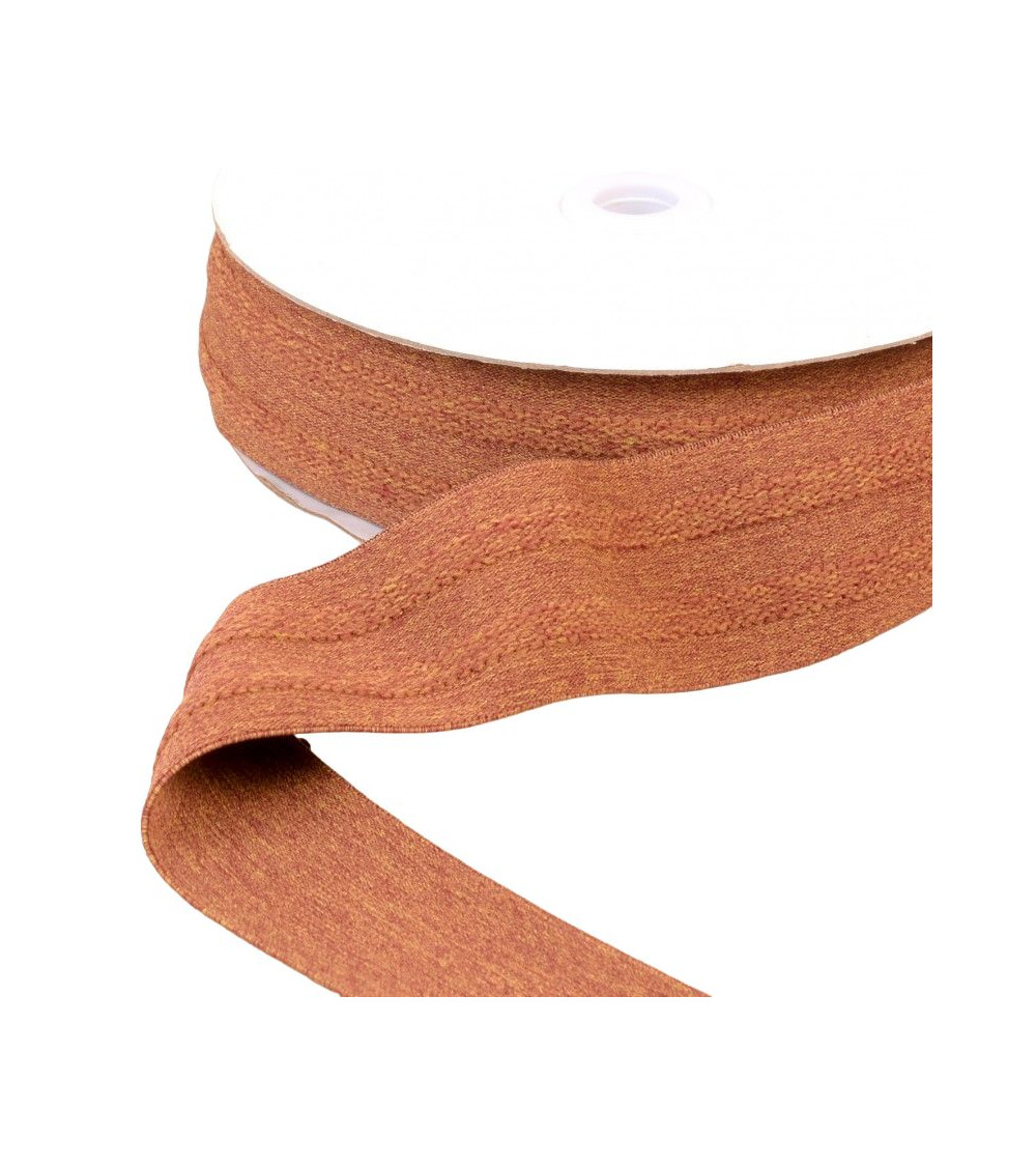 10m spool of elastic 2 chocolate brown embossed strips 45mm