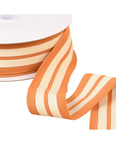 15m reel two-tone stretch braid 2 strips ecru mustard 50mm