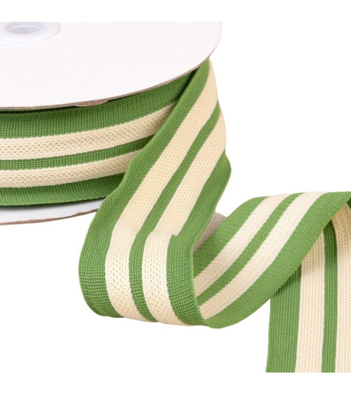 15m reel two-tone stretchable braid 2 strips ecru green 50mm