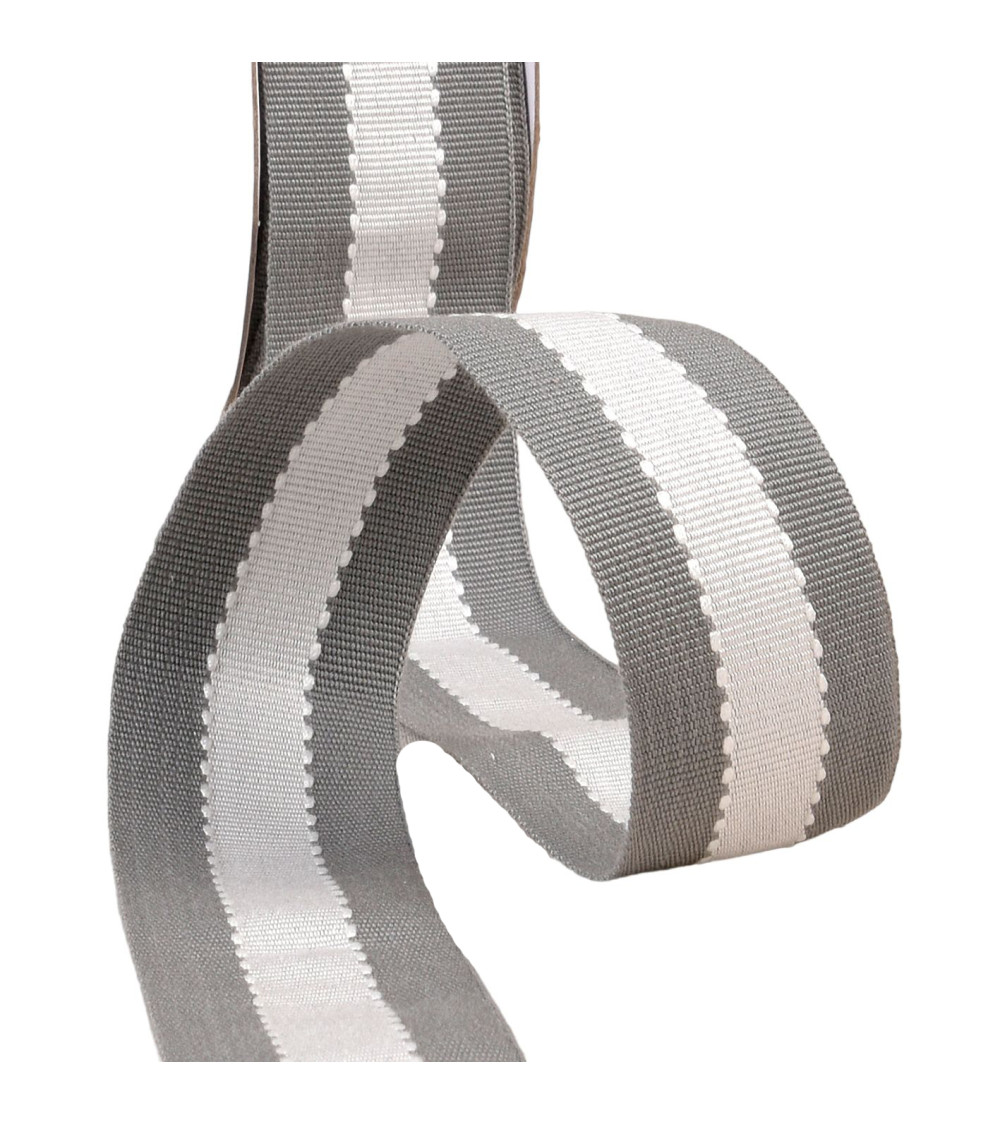 15m reel two-tone gray/ecru grosgrain look braid 40mm
