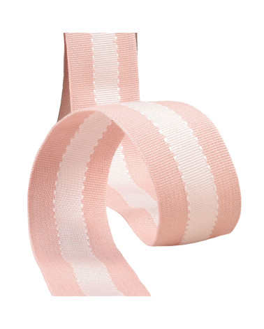 15m reel of two-tone grosgrain-look braid, pink/ecru, 40mm