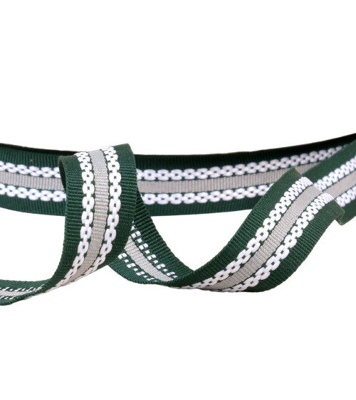 25m reel of tricolor braid, black/green grosgrain appearance, 20mm