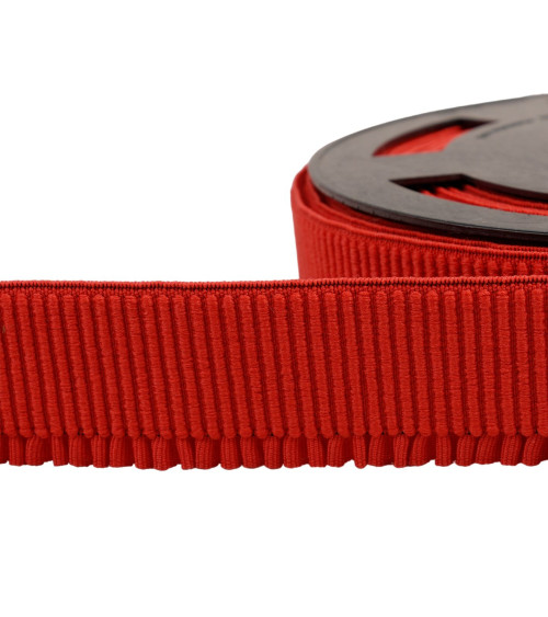 Red ribbed skirt lift elastic per meter