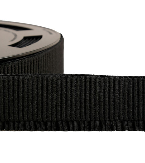 Black ribbed skirt lift elastic per meter