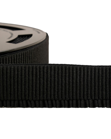 Black ribbed skirt lift elastic per meter