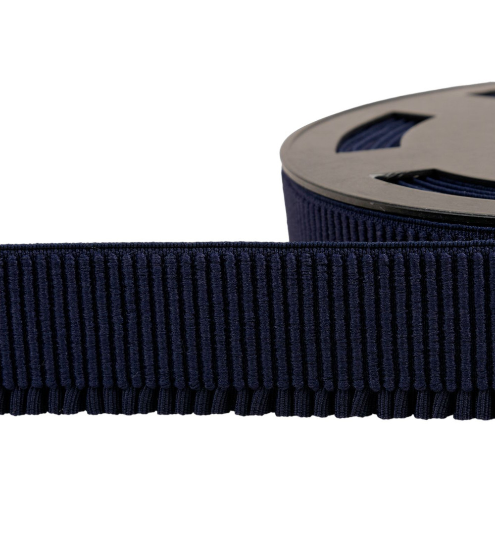 Navy blue ribbed skirt lift elastic per meter