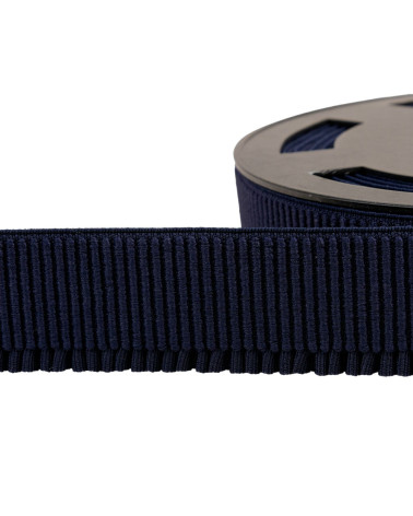 Navy blue ribbed skirt lift elastic per meter