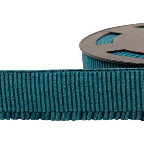 Duck blue ribbed skirt lift elastic per meter