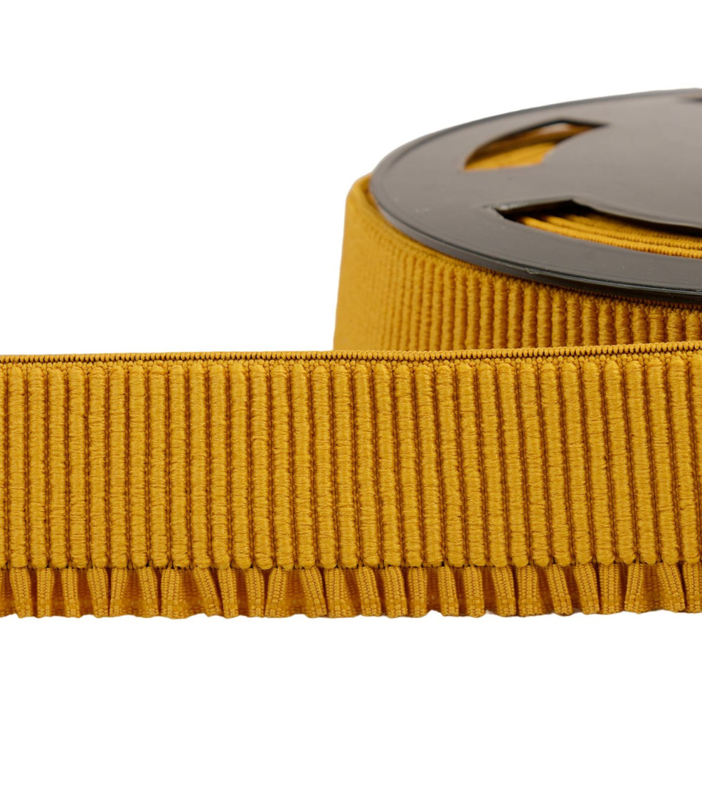 Mustard yellow ribbed skirt lift elastic per meter