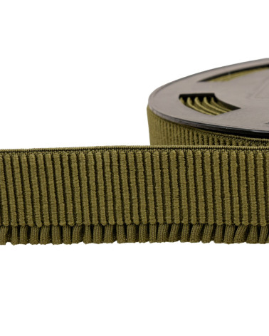 Khaki green ribbed skirt lift elastic per meter