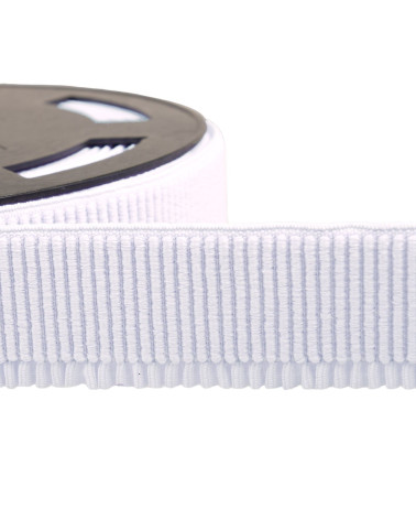 White ribbed skirt lift elastic per meter