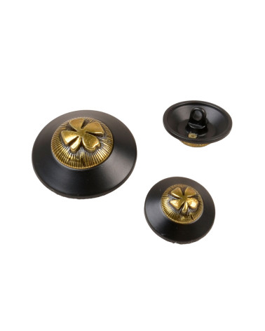 Round black clover button