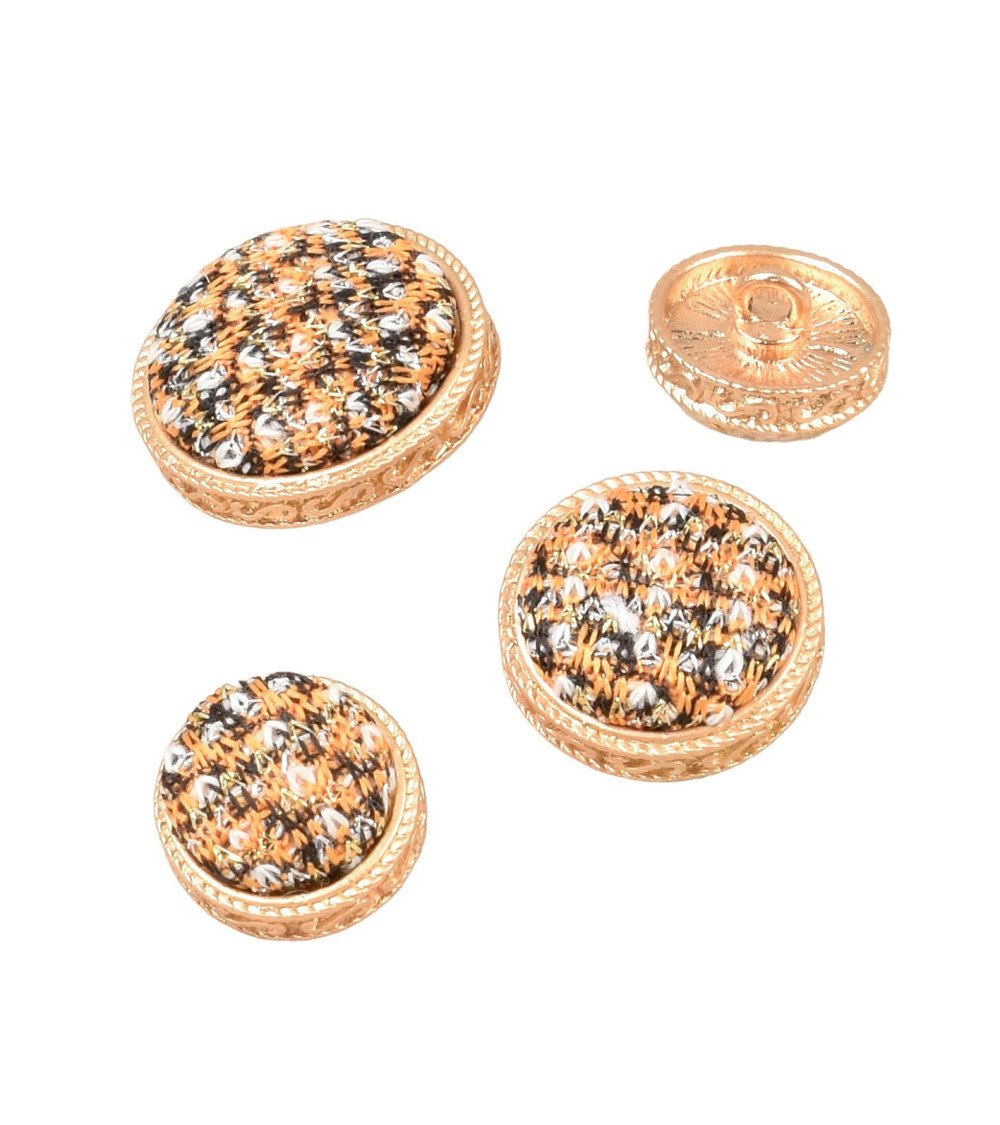 Round yellow covered jewel button