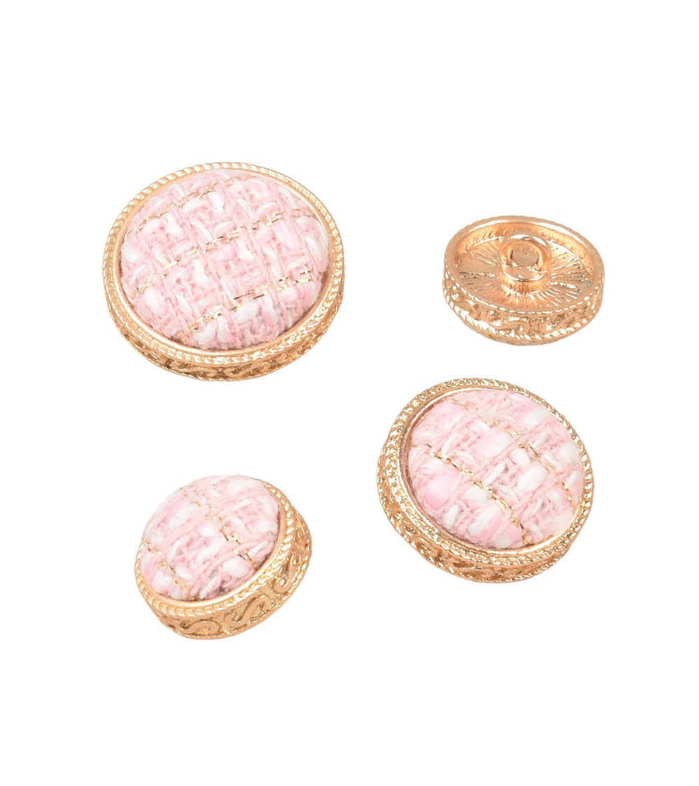 Bouton rond bijou couvert rose