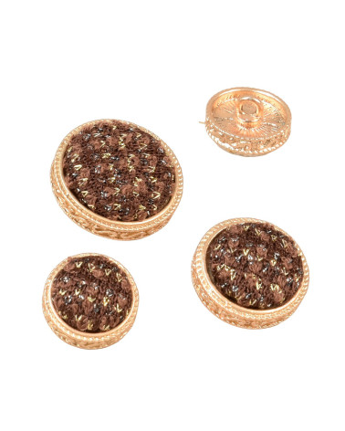 Bouton rond bijou couvert marron