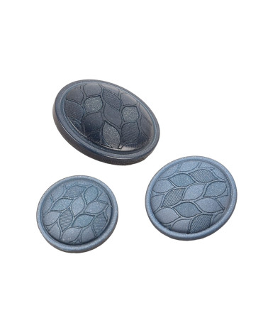 Round button with blue gray leaf shank