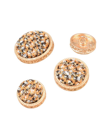 Set of 6 round yellow covered jewel buttons