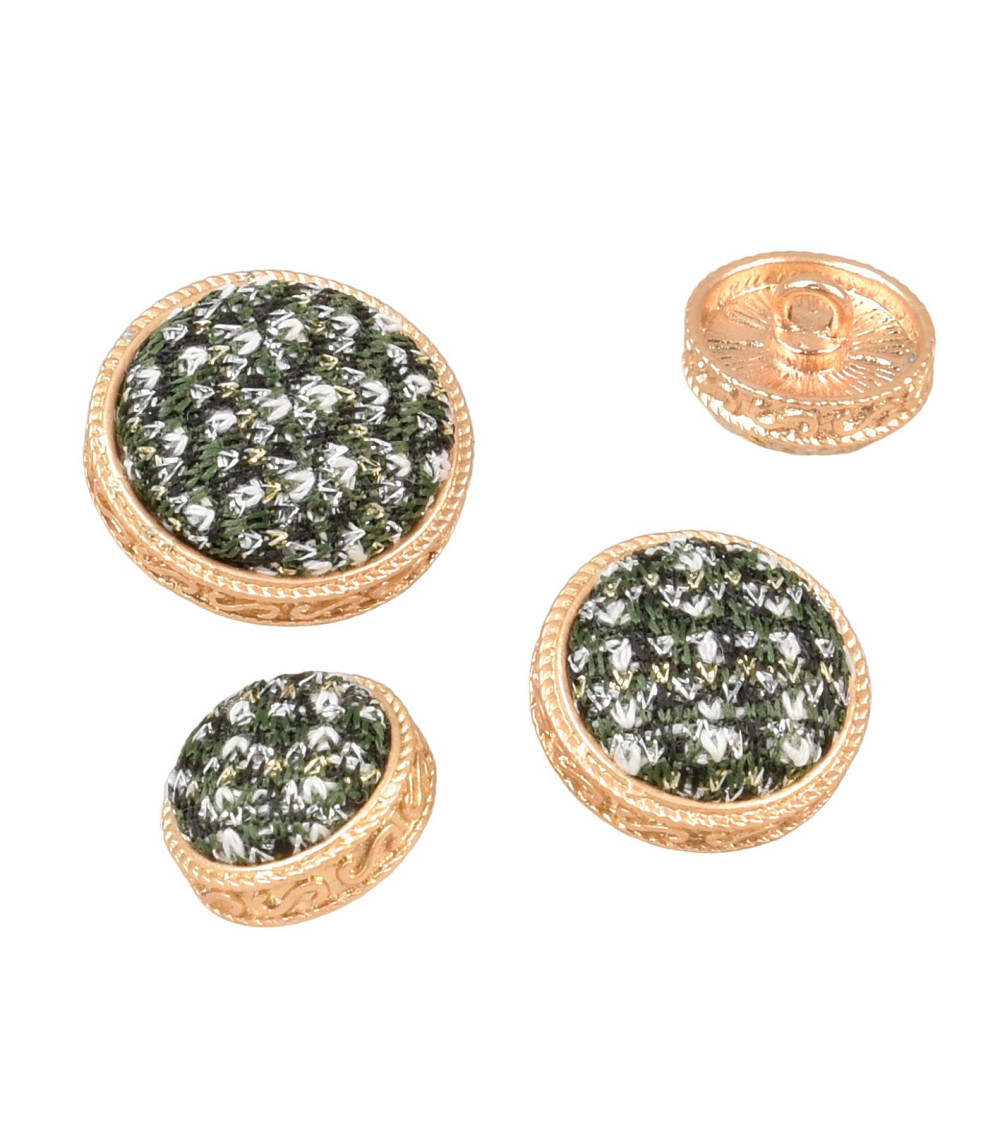 Lot de 6 boutons rond bijou couvert vert normandie