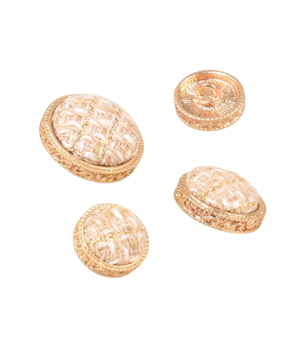 Lot de 6 boutons rond bijou couvert beige