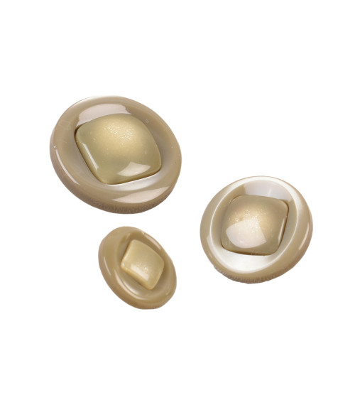 Lot de 6 boutons rond à queue beige pierre