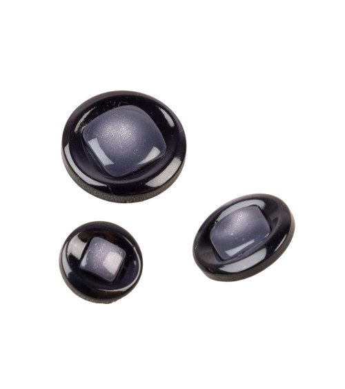 Set of 6 round buttons with dark gray shank