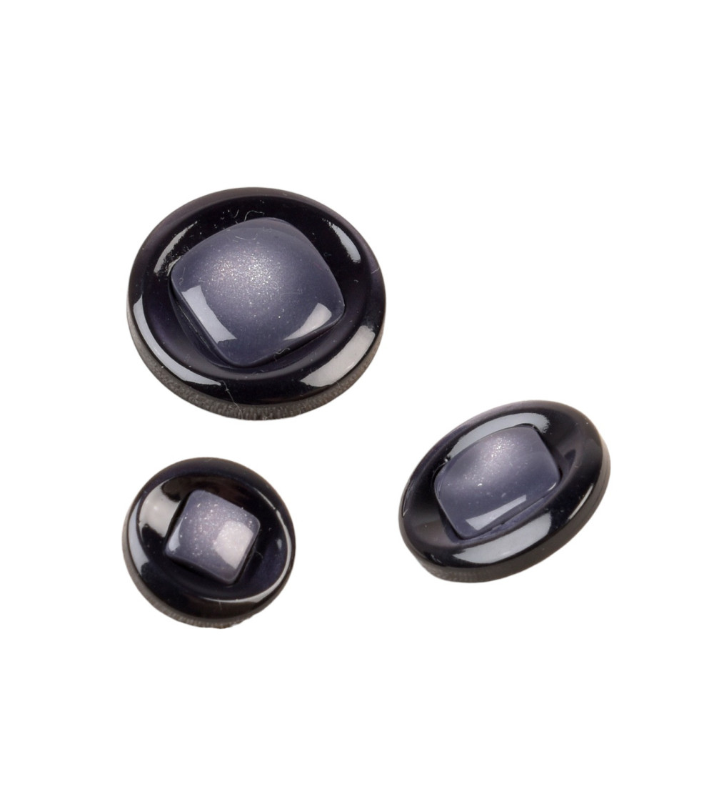 Set of 6 round buttons with dark gray shank